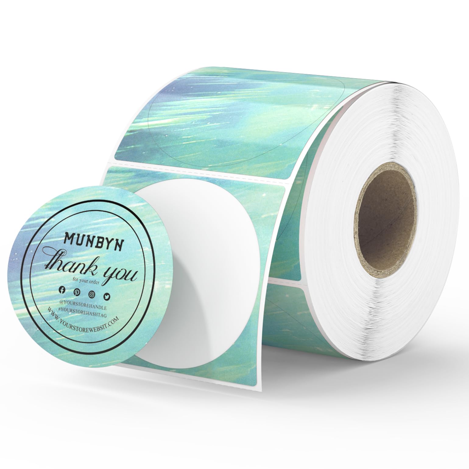 MUNBYN 2 Inch Round Green Thermal Labels, Self-Adhesive Stickers for Baking, Candle, and Food, Compatible with Thermal Printers, 500 Labels/1 Roll