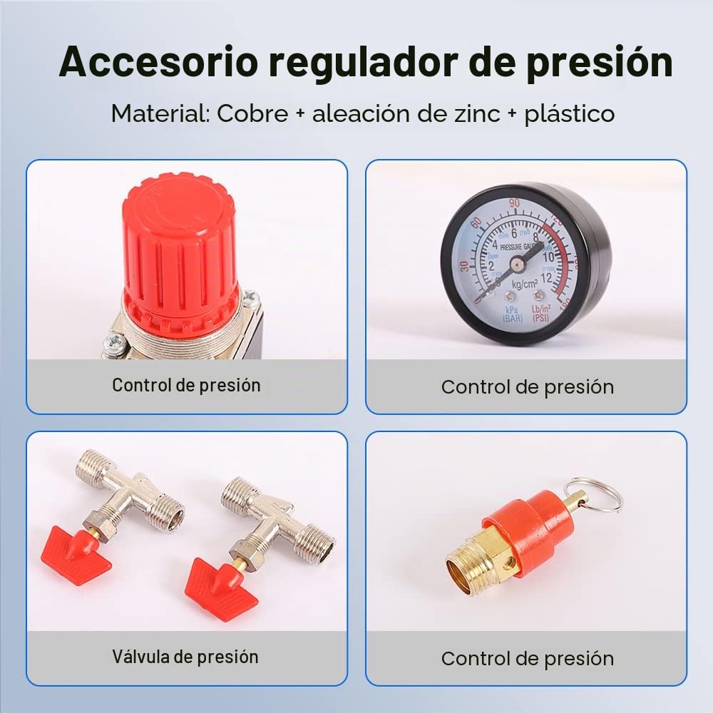 Válvula de compresor de aire con control 90-120PSI + regulador de presión