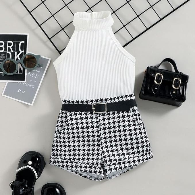 Image of Ninas Baby Girls Solid Cotton Blend Style Top and Shorts Set for kids (Black)