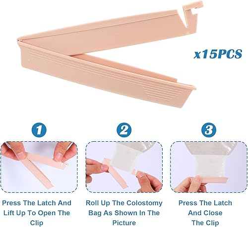 Miniatura 4 de 10 clips para bolsas de ostomía, abrazaderas drenables, cierre de cola, reutilizables para bolsas de colostomía, abrazaderas de colostomía de cierre