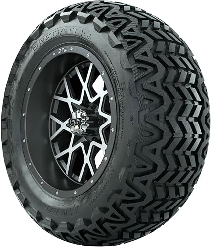 Miniatura 3 de GTW Combo de ruedas y neumáticos para carrito de golf de 14 pulgadas  Vortex negro materuedas mecanizadas en neumáticos Predator todo terreno