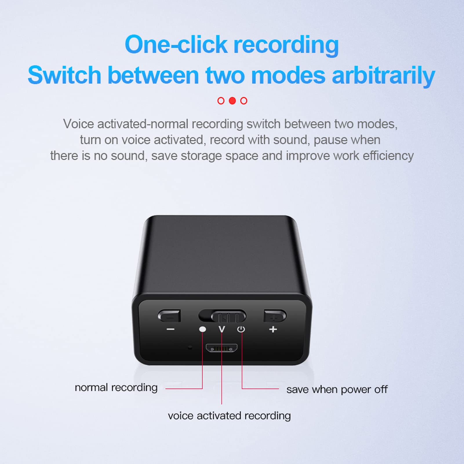 Grabadora Activada por Voz, Batería de Iones de Litio Incorporada de 1100 mAh, 2 Modos de Grabación, Mini Grabadora de Voz para Automóvil, Trabajo, Clase, Reuniones y Más, Mini Grabadora(8GB)