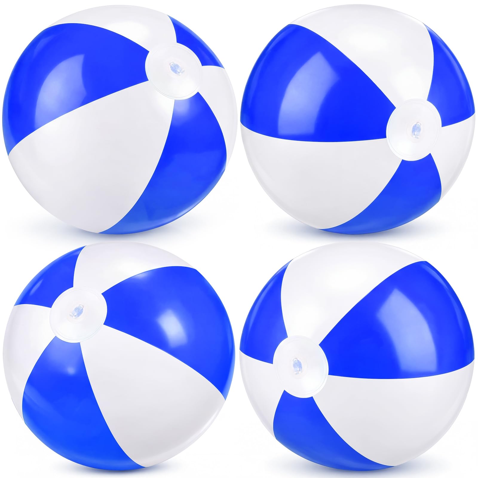 MiniInflat 4 Pack Pastel Beach Balls,Blue &amp; White,16 Inch