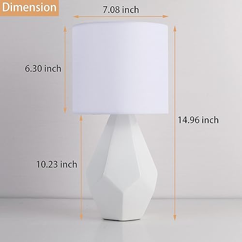 Miniatura 4 de Somniferous Lámpara de mesa de cerámica, lámparas de noche geométricas con pantalla de tela, moderna lámpara de mesita de noche pequeña para