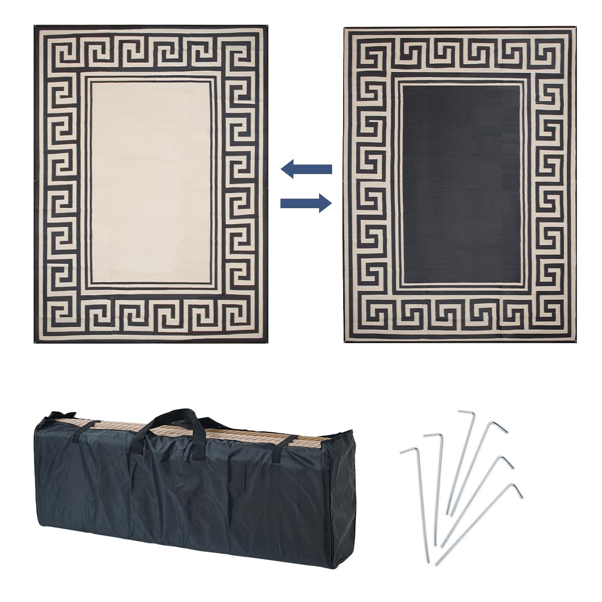 Outdoor Plastic Straw Rug, Outdoor Mats 9x12ft Waterproof for RV, Patio