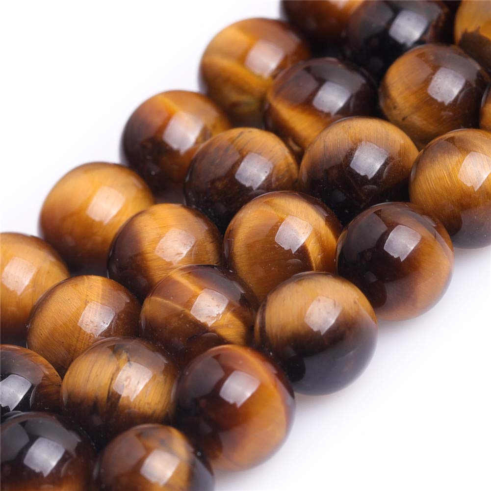GEM-Inside Natural AAA Grade 8mm Gold Yellow Tiger Eye Round Gemstone Semi Precious Loose Beads for Jewellery Making 15" - Image 2