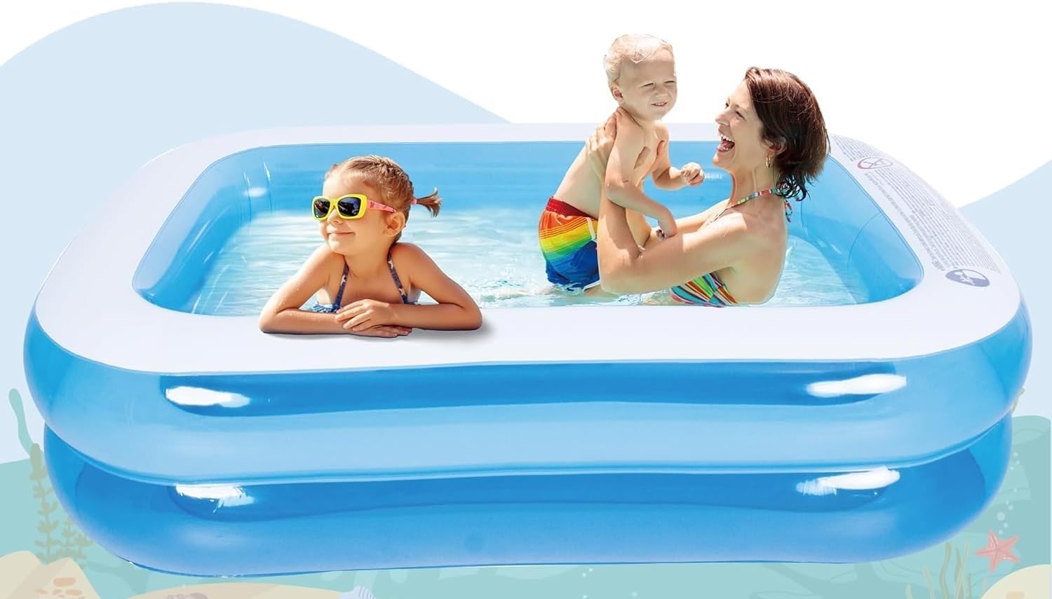 Inflatable Pool for Kids, Baby Pools 47"" X 35"" X 13"" Thickened Family Swimming Pool for Toddlers, Outdoor, Garden, Backyard, Summer Water Party, Blue