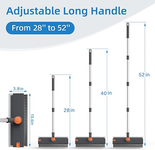 Miniatura 7 de Cepillo de limpieza con mango largo, escoba para limpiar el suelo, escoba 3 en 1, escoba de piso para baldosas de concreto, pared, terraza, patio,