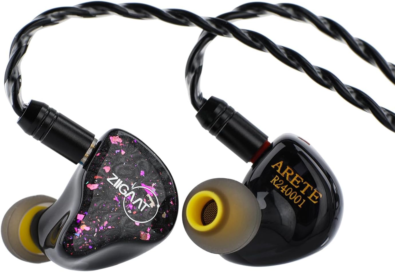 ZiiGaat x Fresh Reviews Arete in Ear Monitor, 1DD+4BA Hybrid Earphone IEM, Wired Gaming Earbuds, Studio Monitor Tunning, with Detachable IEM Cable for Musician Audiophile(Black)