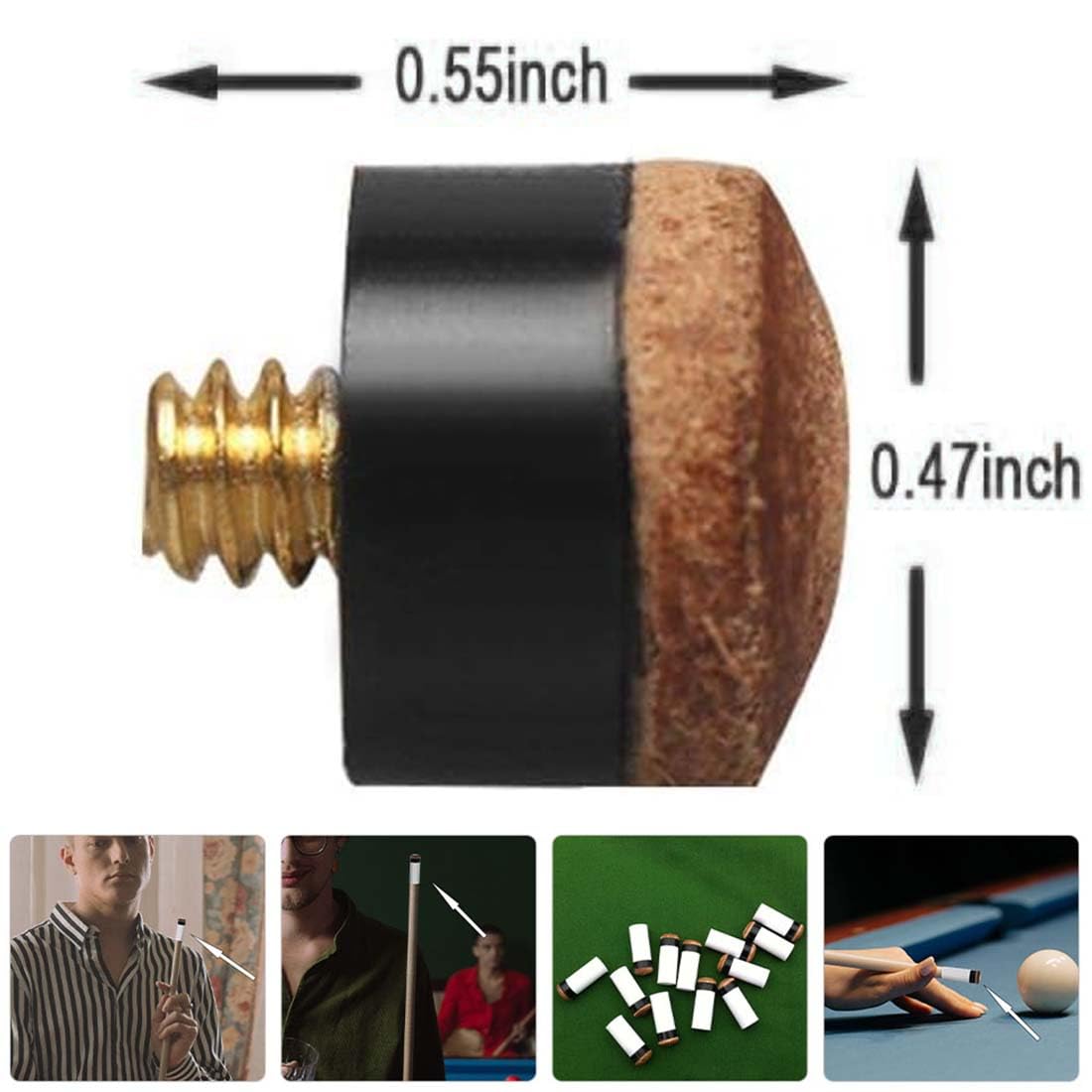 Puntali per Stecca da Biliardo 12 mm, 12 Pezzi Ricambio in Ottone, Punte Avvitabili Marrone Duro