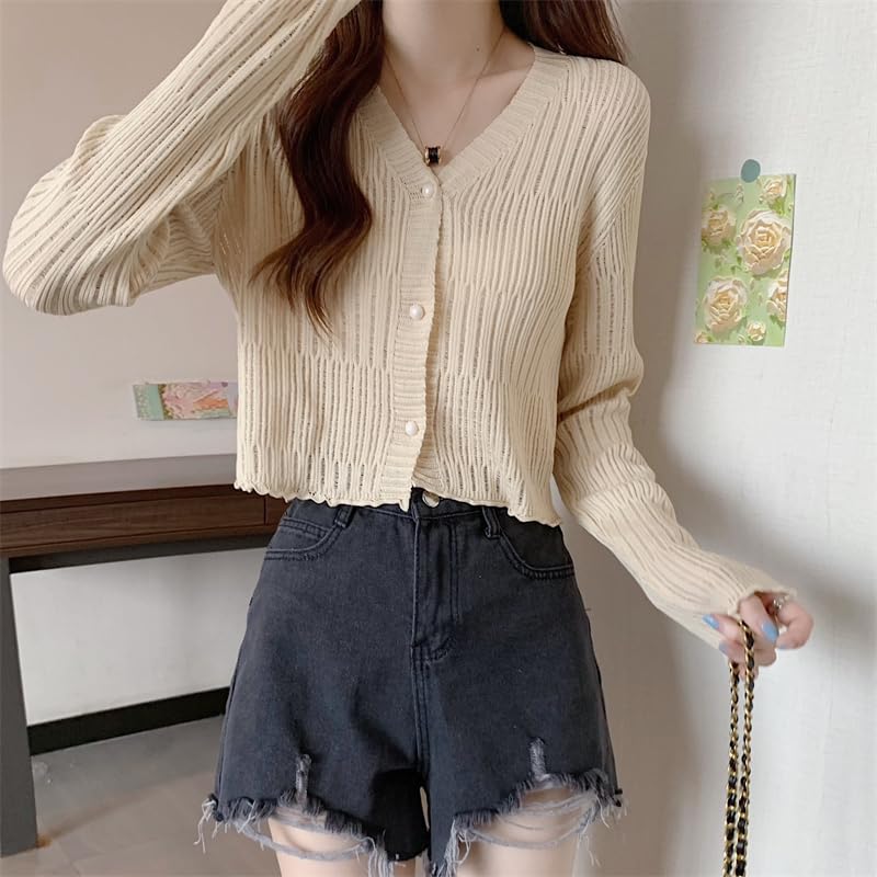 Image of ICW Women's Knitted Ribbed Cardigan Long-Sleeve V-Neck Button-Up Shrug Jacket Top Dn85