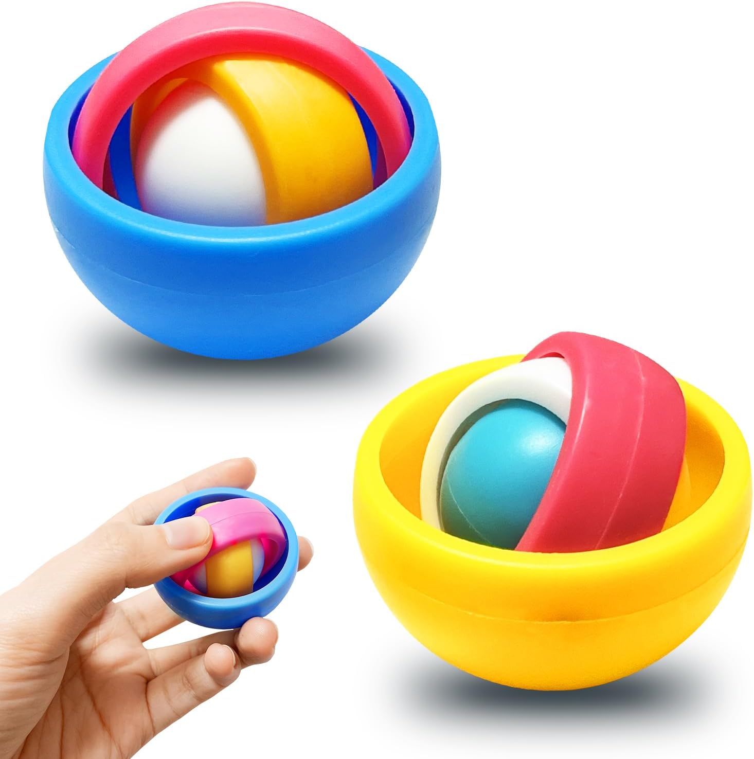 Steemjoey 2PCS 3D Infinite Flip Fidget, Decompression 3D Ball, Anxiety Relief and Fingertip Stress Relieving Toys Sensory Toys ADHD Toys Interactive Toys for Kids Adults (202)
