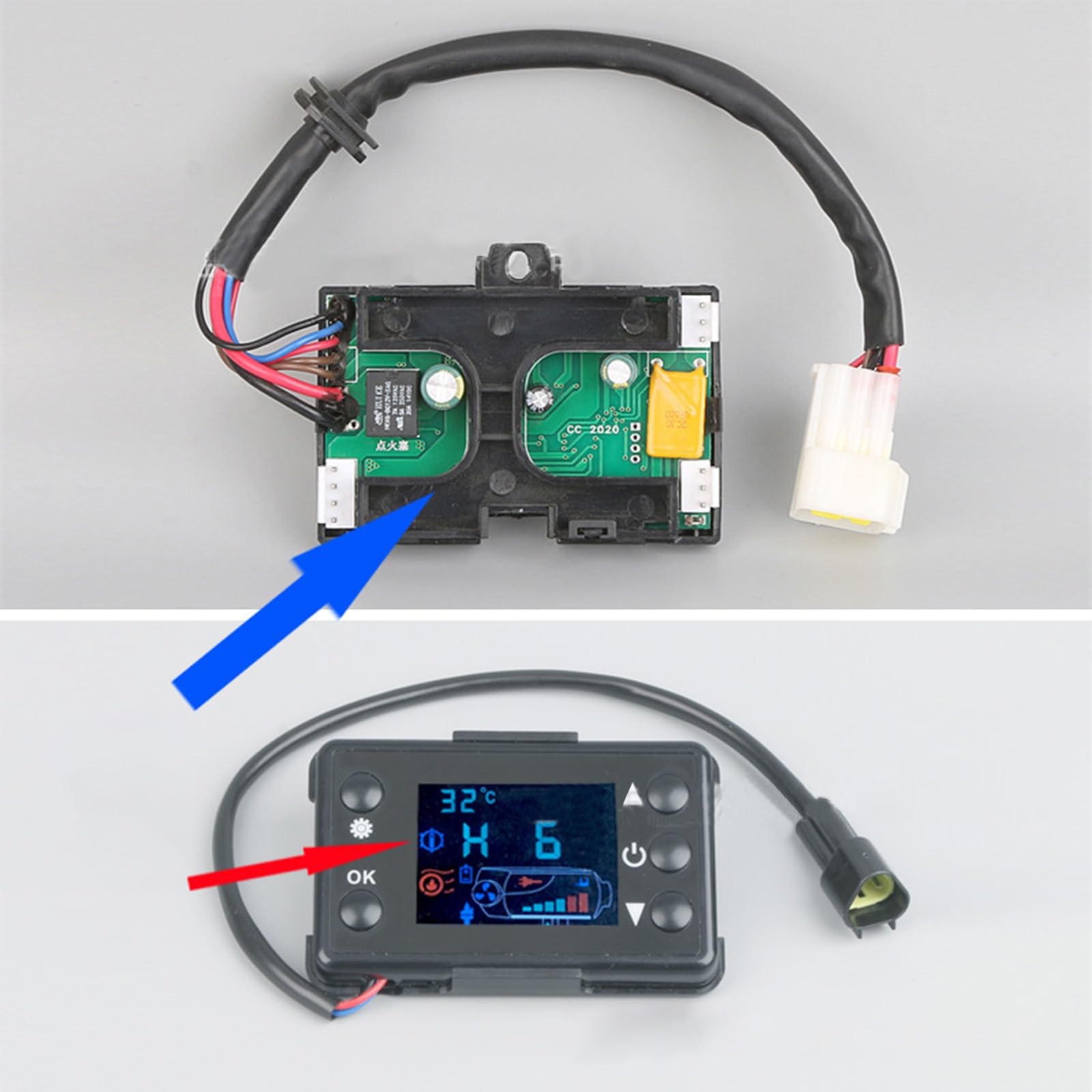 LCD Schalter Standheizung Monitor, 12V Auto Heizungsregler mit Heizung Fernbedienung mit Hauptplatine, Parkfernbedienung, für Luft Diesel Heizung, für 3KW/5KW/8KW Auto Standheizung