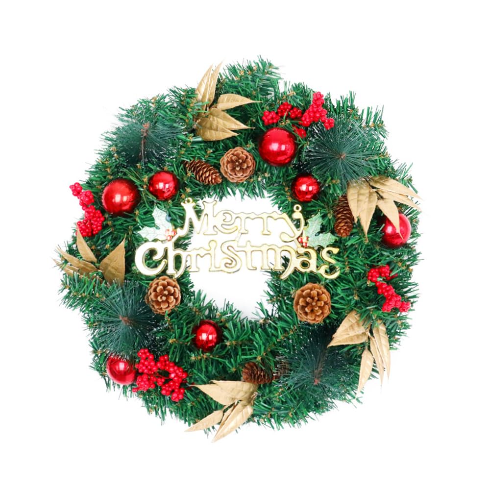 Couronne de Noël sans perte d'aiguilles pour porte et mur intérieur