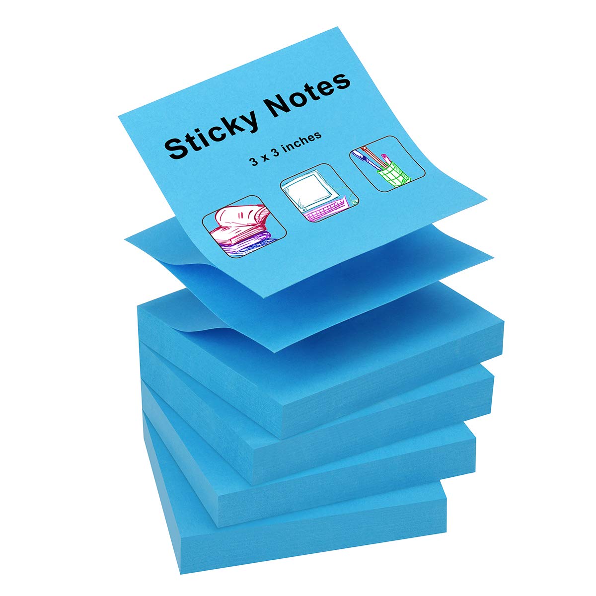 Amazon.com : ZCZN 400 Sheets Pop-up Sticky Notes, 3 x 3 Inches, 4 Pads ...