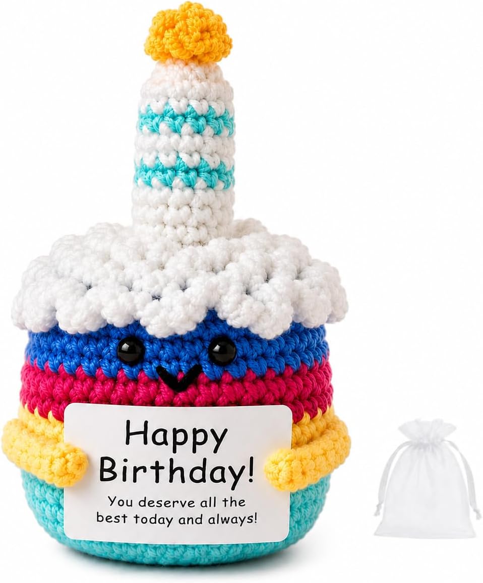 Birthday Gifts for Women,Handmade Happy Birthday Crochet Cake Decoration