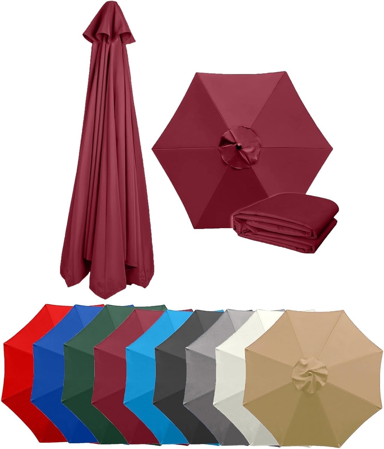 Patio Umbrella Replacement Canopy Square Cantilever Top Cover Outdoor,Wine Red Parasol Replacement Canopy 6/8 Arm Umbrella Fabric Cover for Cantilever Sunshade Durable Patio Canopy Ideal for