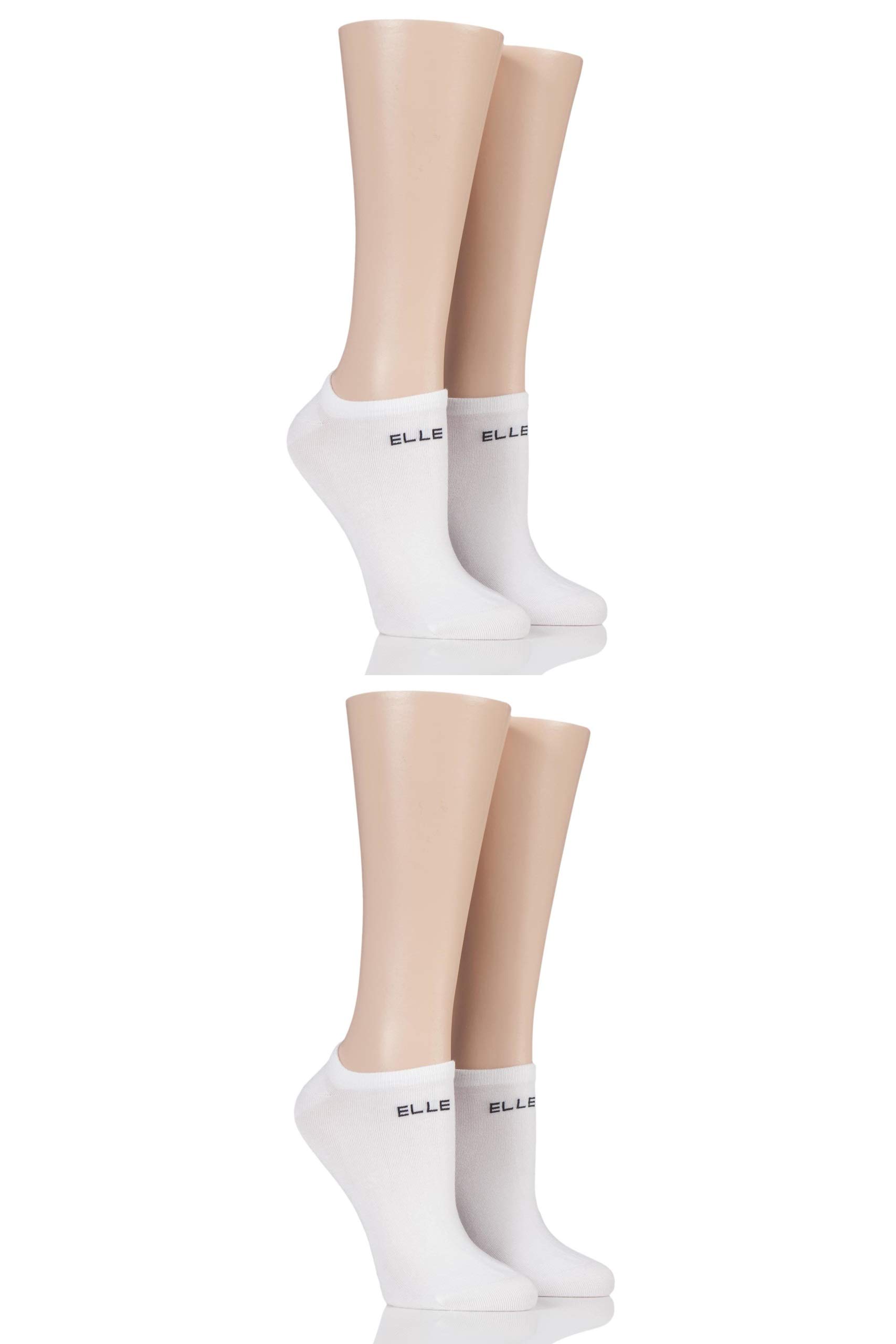 Elle Women's White Bamboo No Show Socks Pack Of 4 4-8