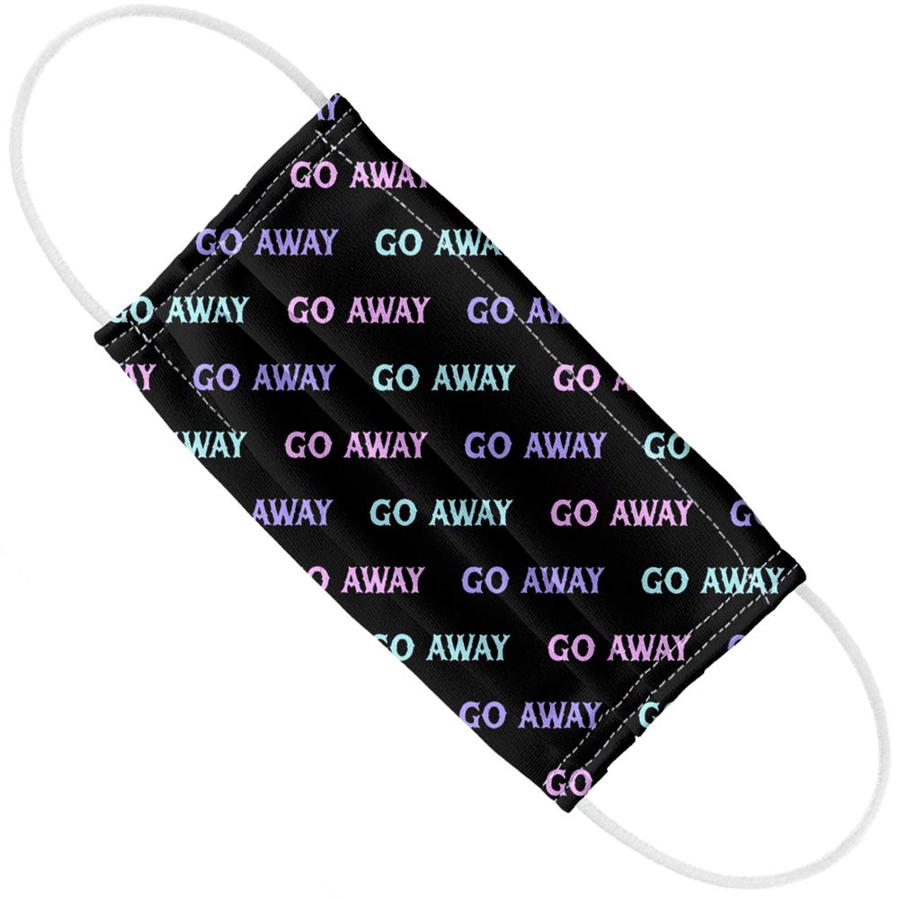 Popfunk Go Away Pattern Black 1-Ply Reusable Face Mask Covering with Adjustable Nose Wire, Unisex