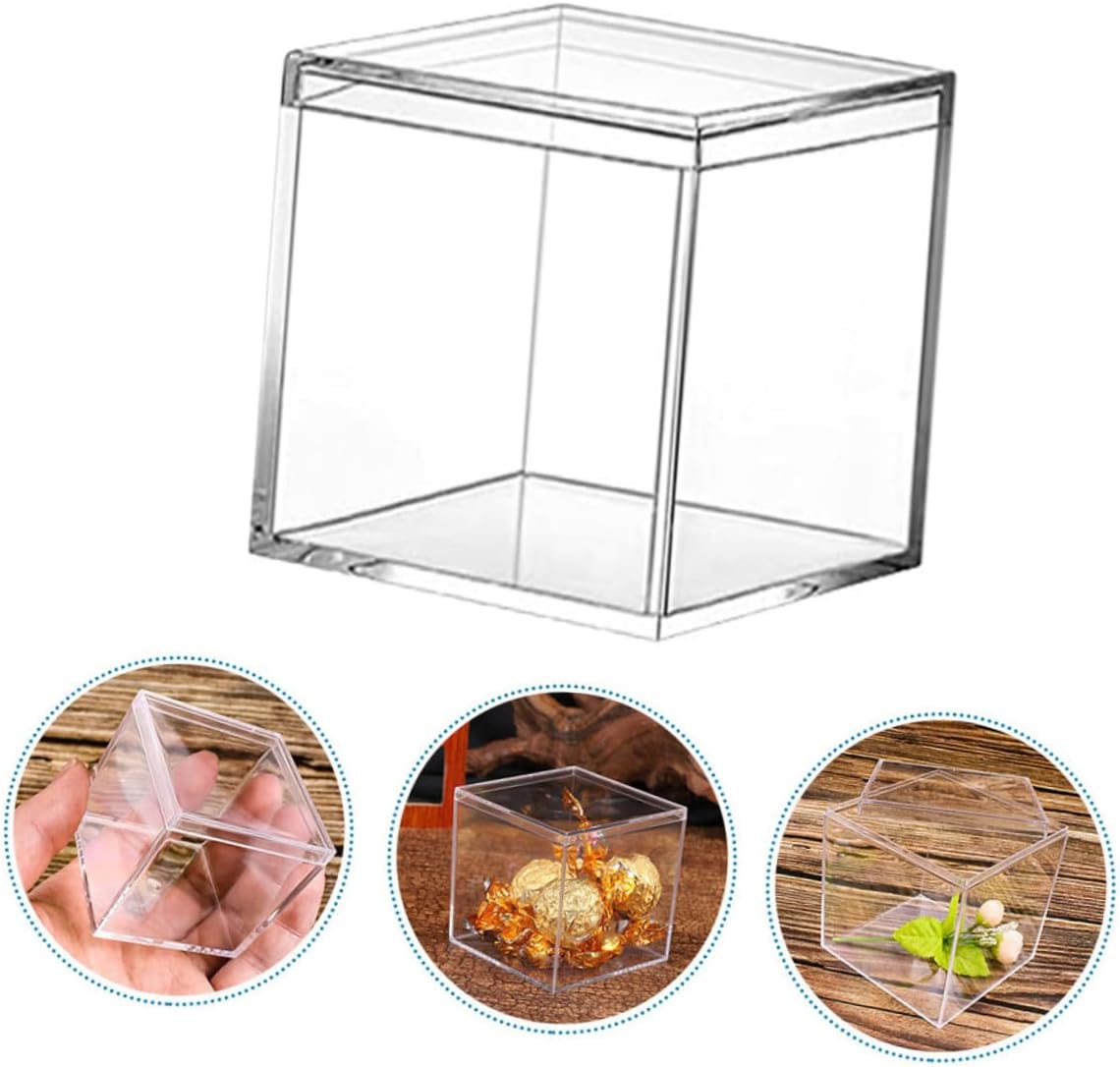 Zerodeko 14pcs Acrylic Candy Boxes with Lid 210ml Square Storage Containers for Jewelry and Party Favors Valentine’s Day Packaging