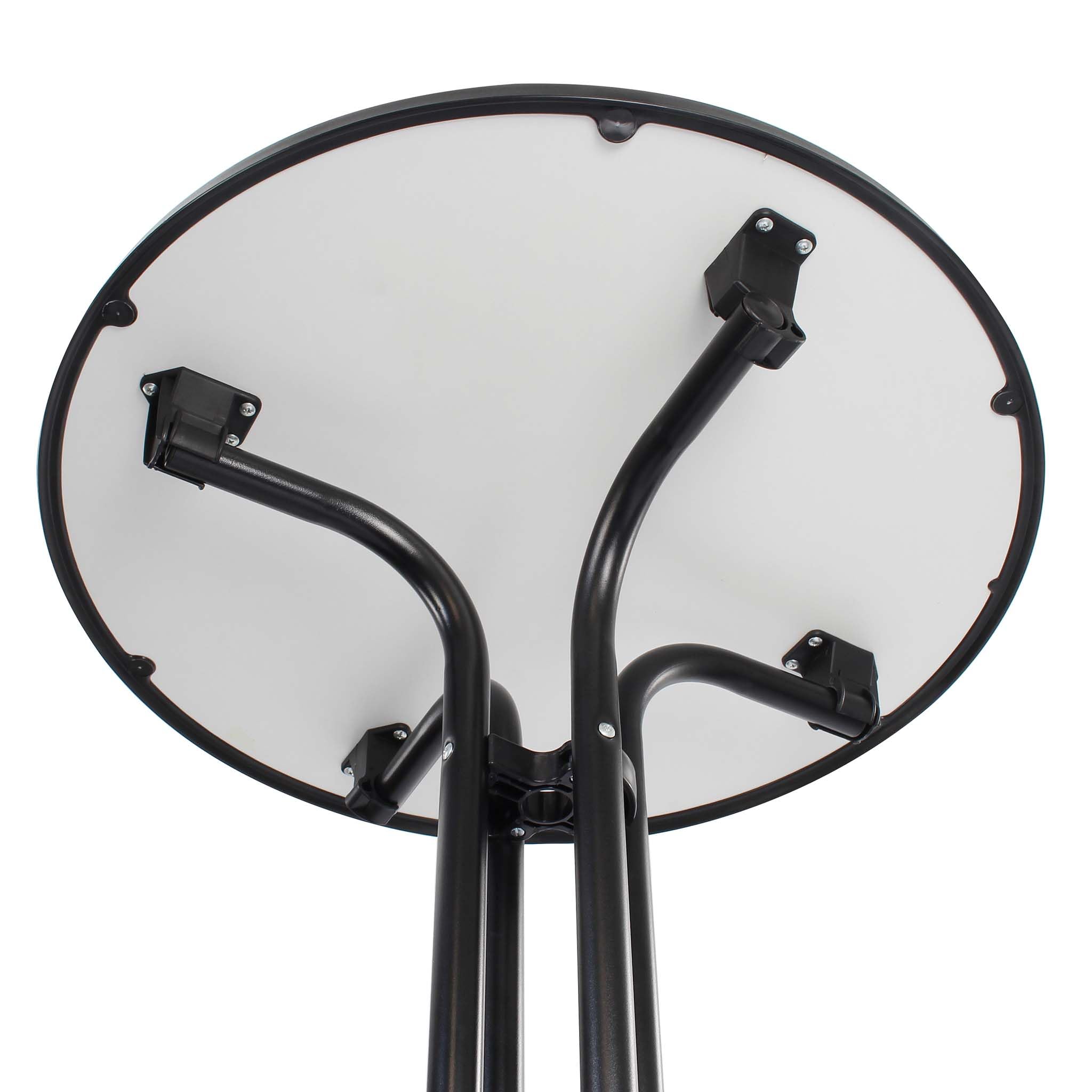 Mesa Bistro Plegable Negra Redonda Ø 80cm Mesa de pie para Interior/Exterior 110cm de Alto
