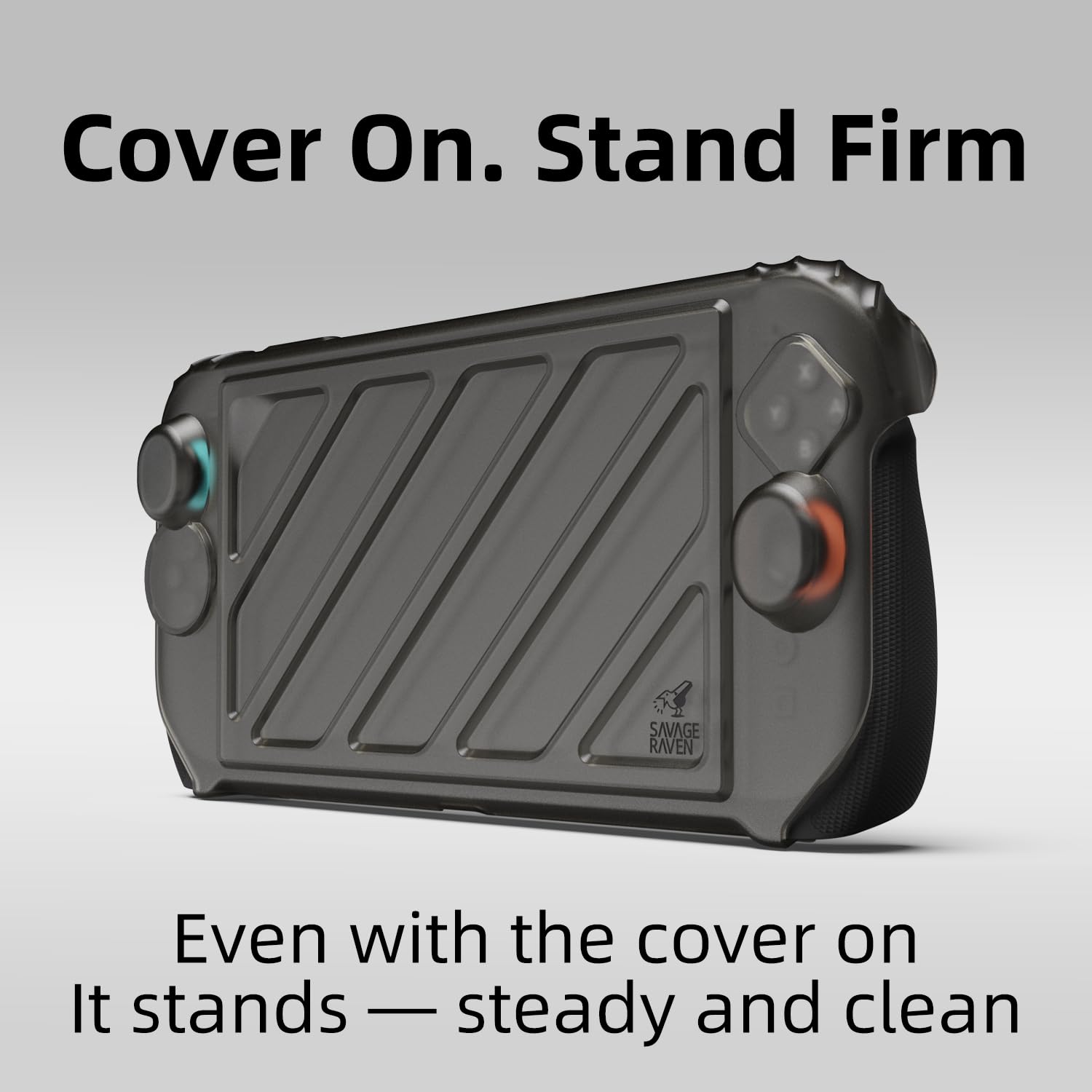 Savage Raven by Skull & Co. StandGrip Front Cover Bundle for Nintendo Switch 2: Protective Case with Textured Grips Full Protection and Hard-Shell Front Cover Handheld Design - Smoky Black
