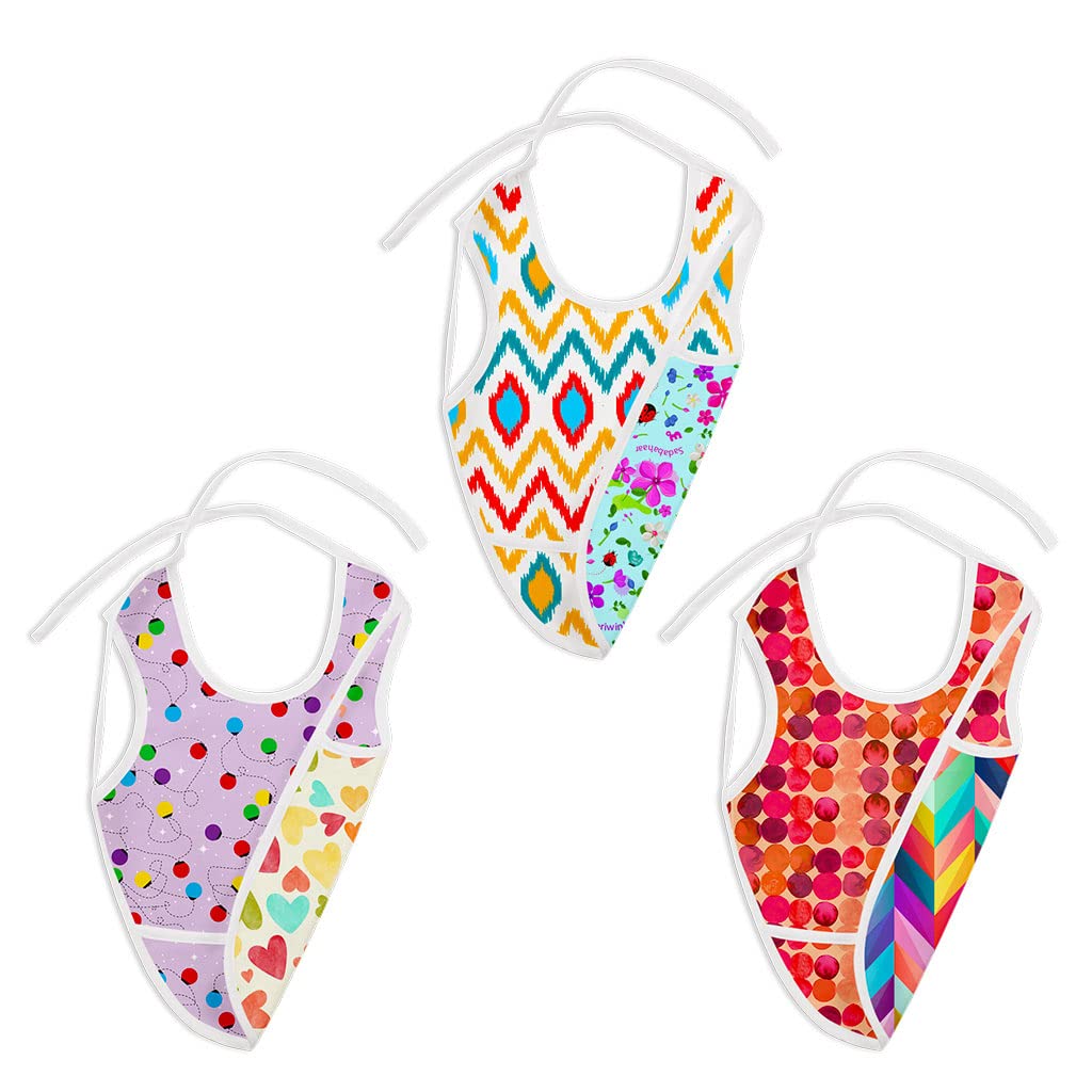 superbottoms WaterProof Apron Style Reversible Bib for babies with crumb catcher(Assorted Pack of 3)