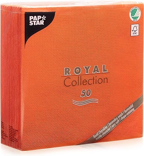 Papstar, Lot de 50 serviettes Royal Collection - Pliage 1/4-40 x 40 cm - Nectarine - #84813