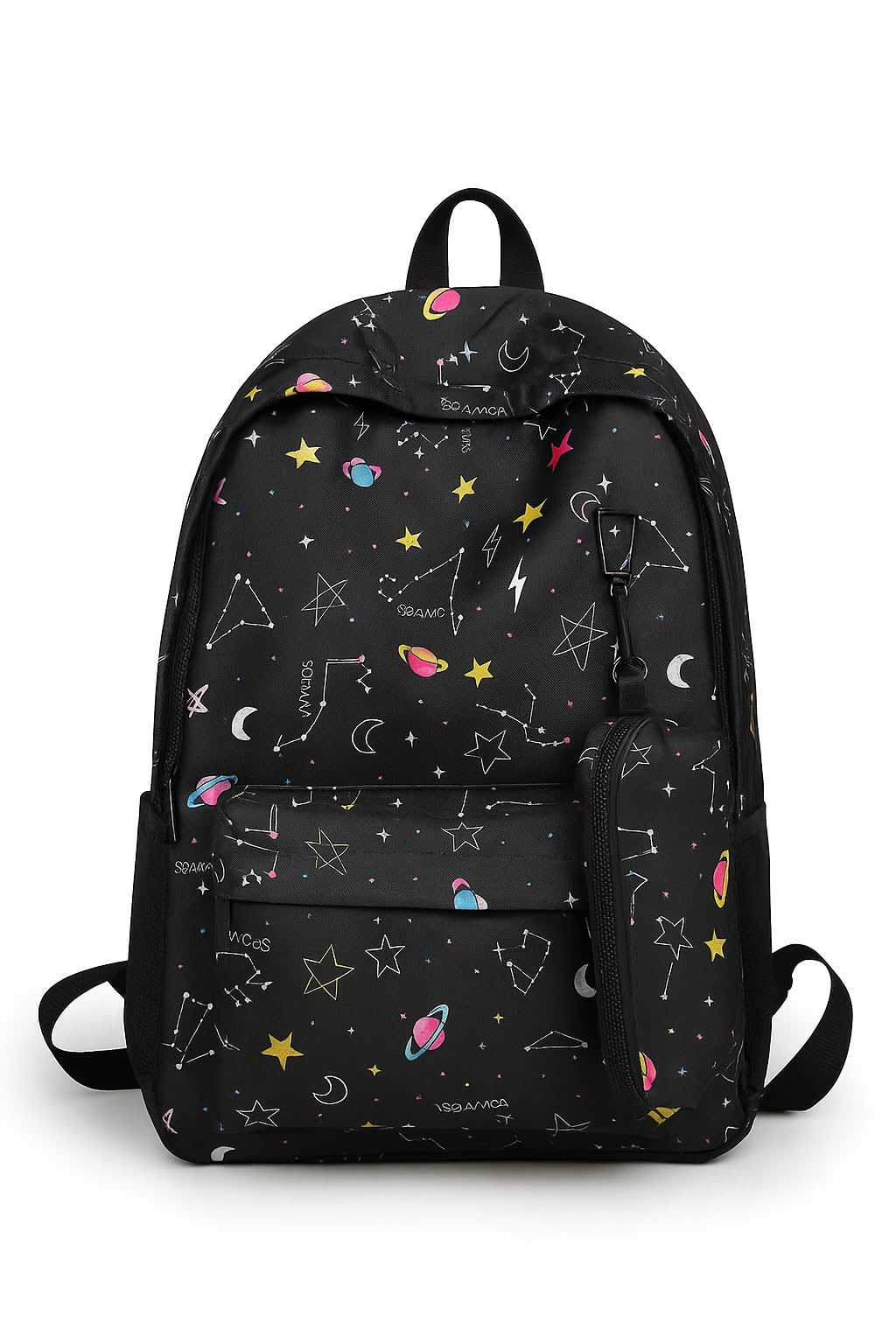 Galaxy Space Backpack, Black with Stars, Planets and Constellations Pattern, School Travel Collage Bag-picture-52