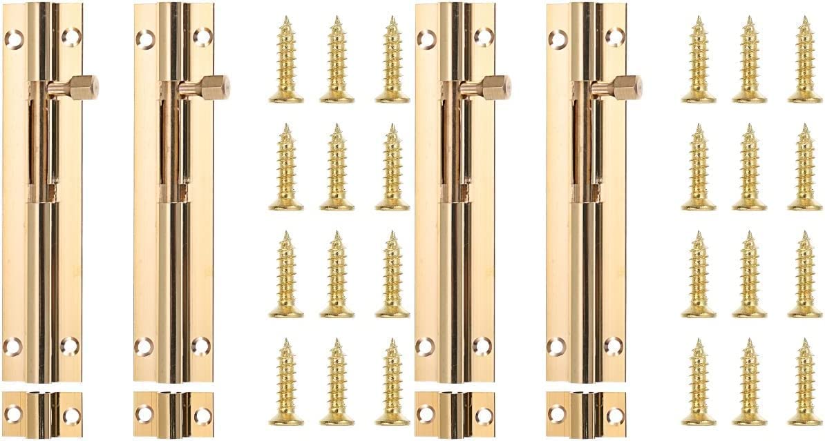 NVSFZGIYG Gate Bolt,Slide Door Lock HaspSlide Hasp, Security Latch Lock: 4 pcs Barrel Safety Latches for Window Closet Drawer Cabinet Garage(5.8X1CM)