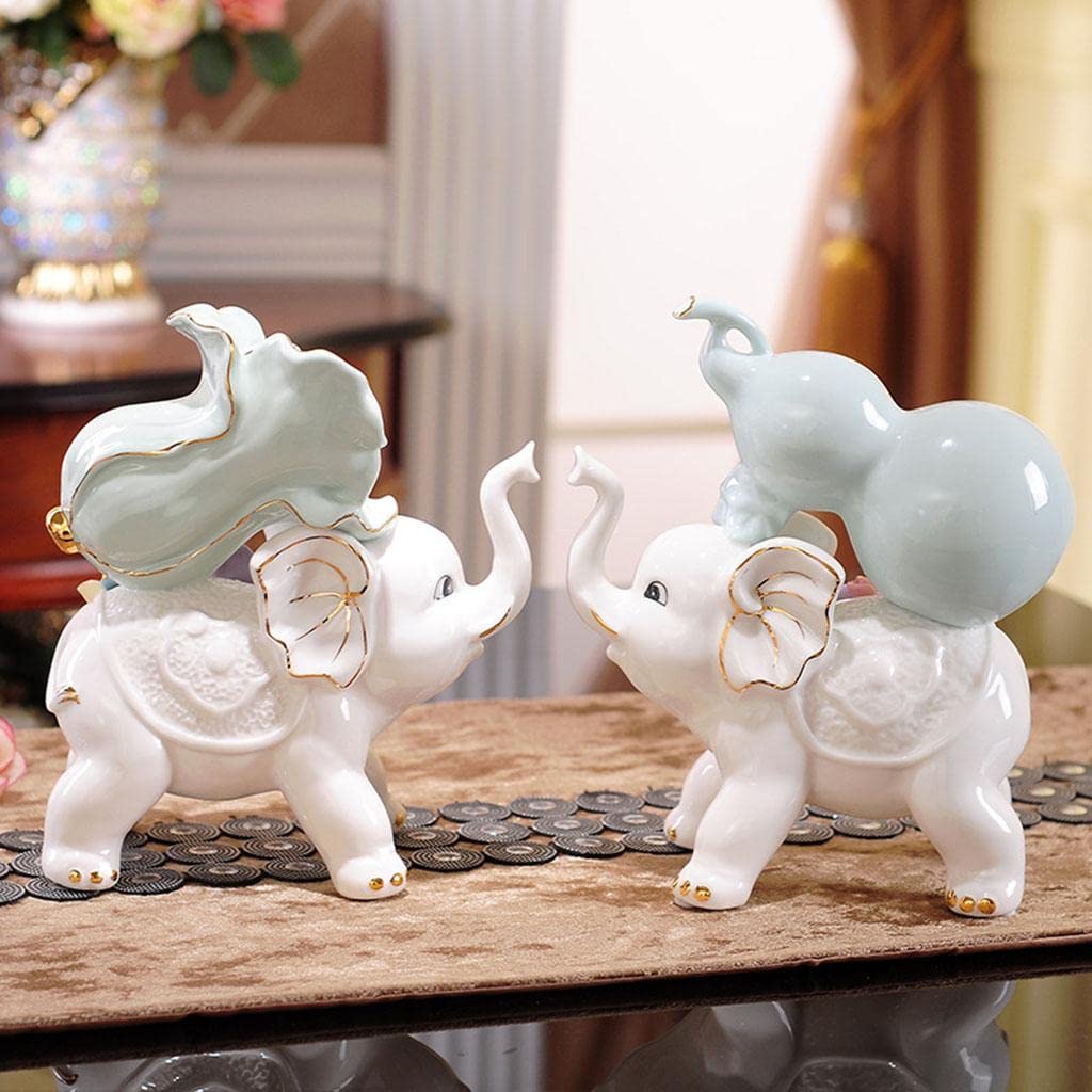Generic 2 Pezzi Statua Decorazione Animale Scultura Ceramica Ornamentale Appeso Artigianato da Interno Esterno Adatto Regali Tavolo, bianca