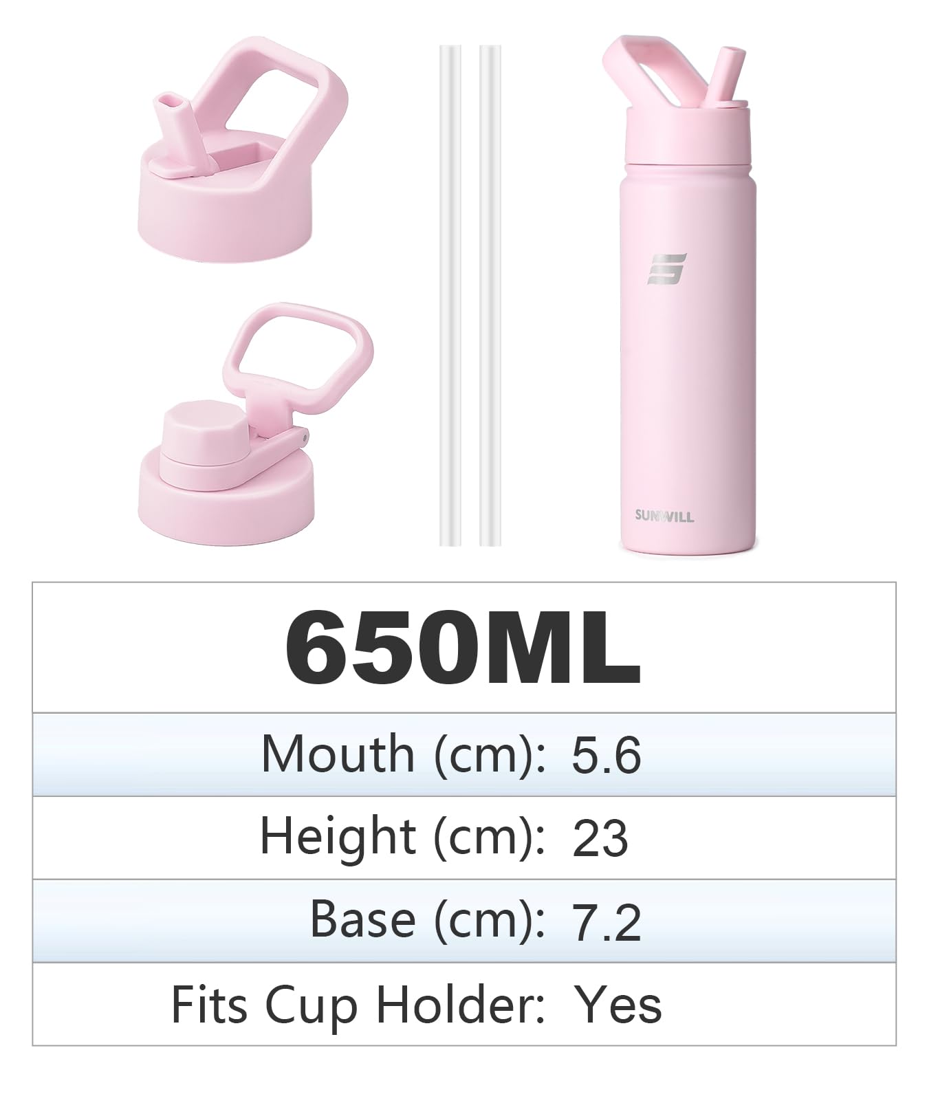 SUNWILL Metal Water Bottle with Straw Stainless Steel - Image 4
