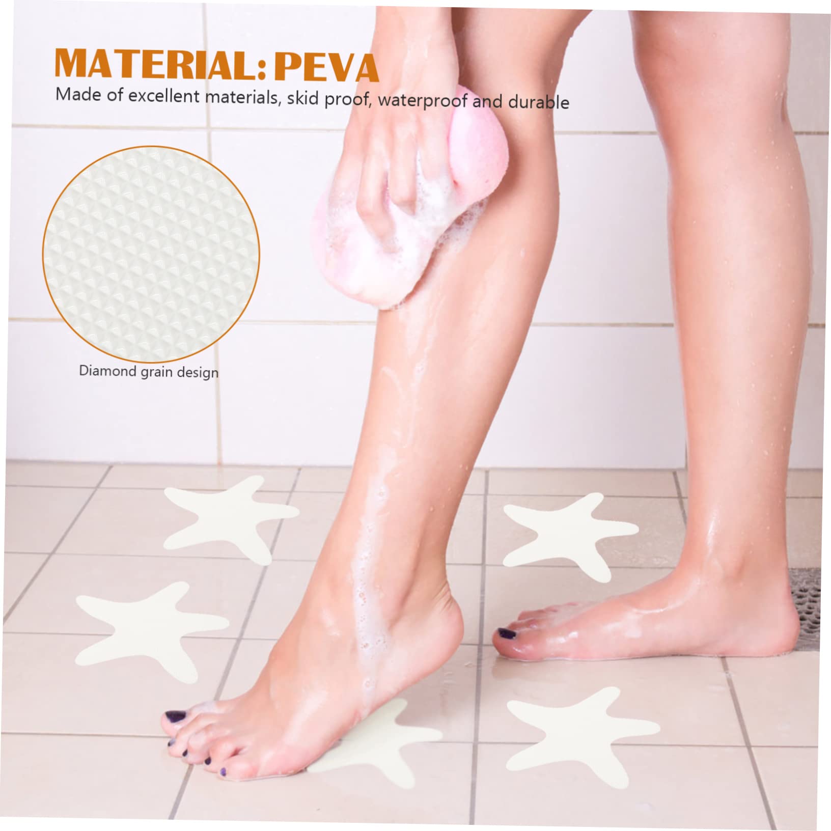 100piezas Pegatinas Antideslizantes para Bañera Autoadhesivas y Decorativas Peva para Baño y Ducha Diseño De Estrella De Mar Fácil Instalación