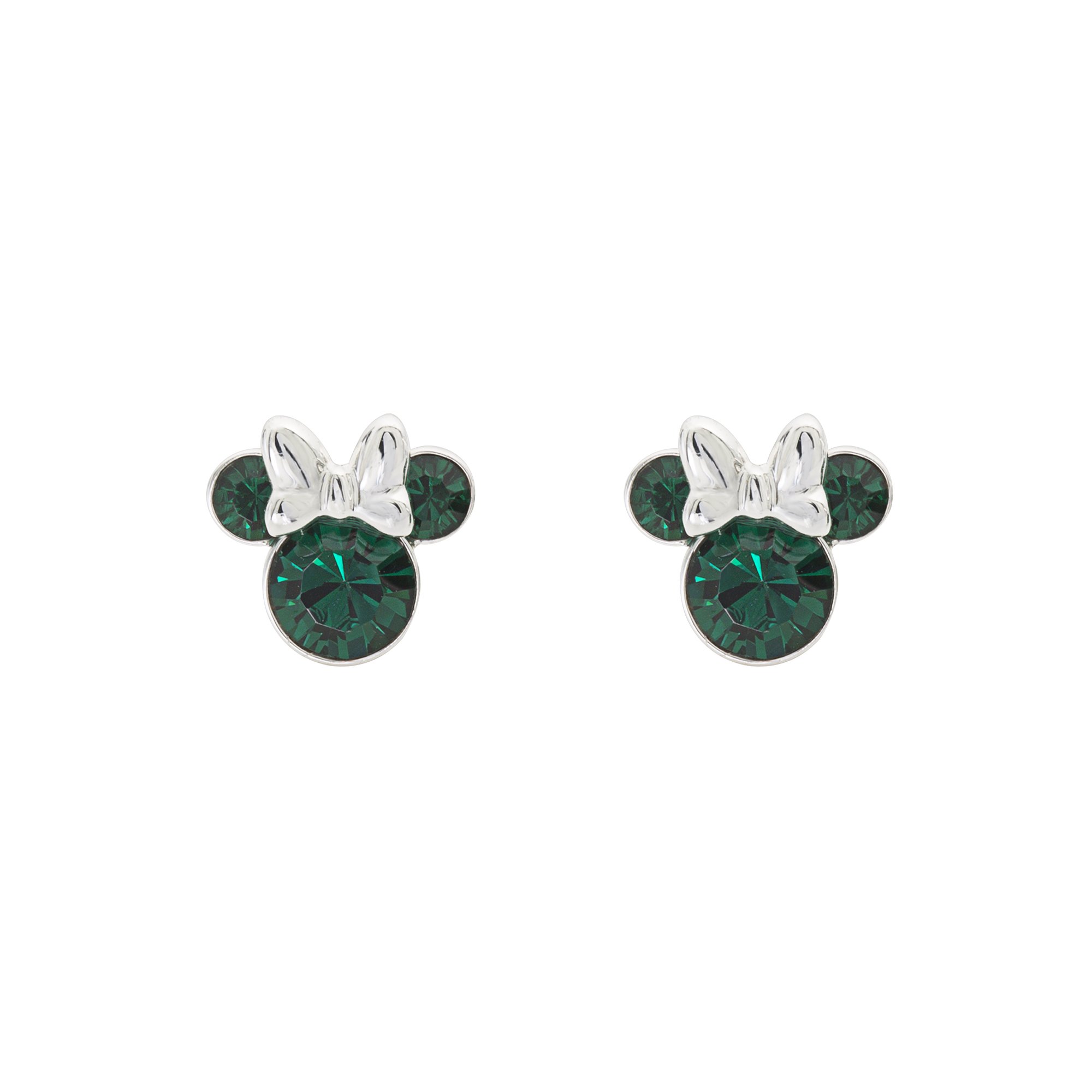 Disney Minnie Mouse Green May Birthstone sterling silver Crystal Earrings E905162RMAYL