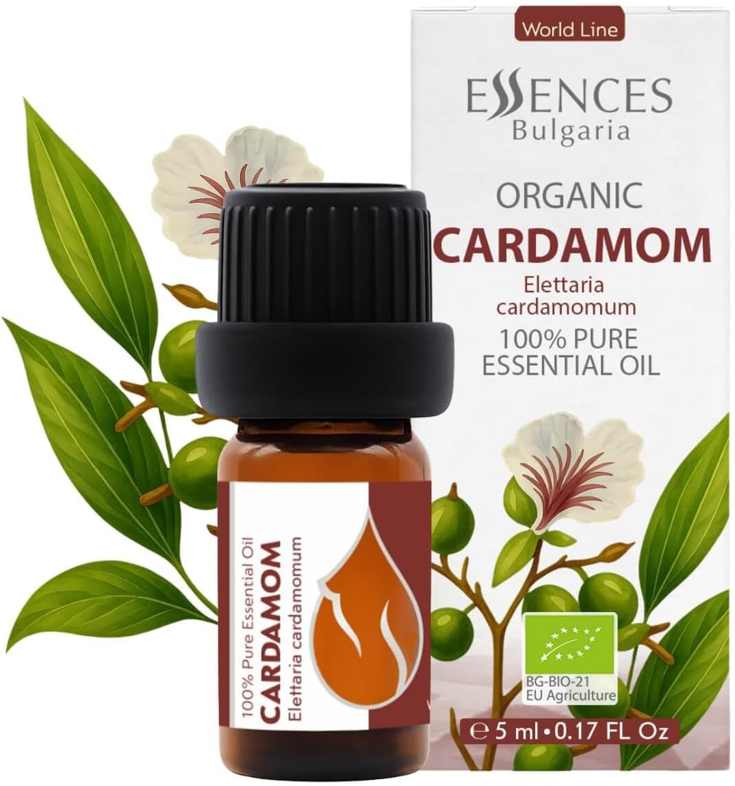 Essences Bulgaria Cardamom Essential Oil 5ml (0.17 Fl Oz) | Elettaria cardamomum | 100% Pure, Natural, Undiluted | Aromatherapy, Cosmetics | Vegan, Non-GMO, Cruelty-Free