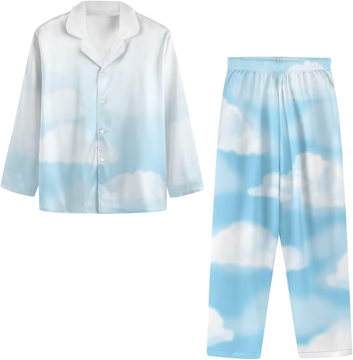 Women's Soft Comfy Pjs 2Pcs, Short Sleeve Top Long Pants Casual OutfitsLoose Sleepwear Loungewear with Buttons