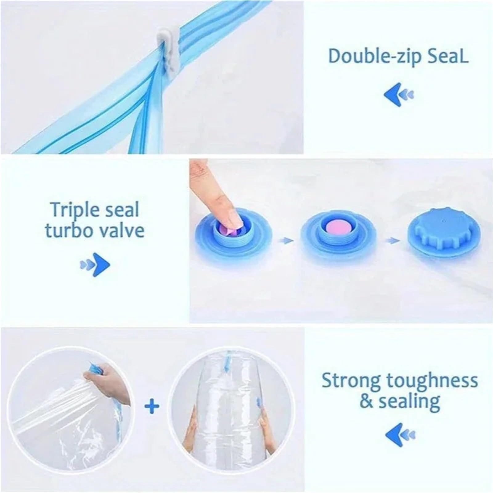 Bolsas vacio For ropa, ropa de cama, bolsas for ahorrar espacio, almacenamiento, paquete sellado al vacío, bolsa organizadora comprimida plegable para Equipaje(8PCS1 Air Pump,100CM x 130CM)