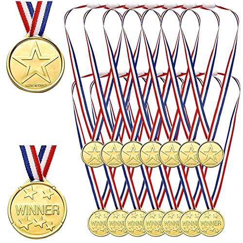 Lot de 16 médailles dorées pour vainqueurs, médailles de jeu, médailles de prix, médailles d'étoiles, cadeaux de fête, médailles en plastique,...