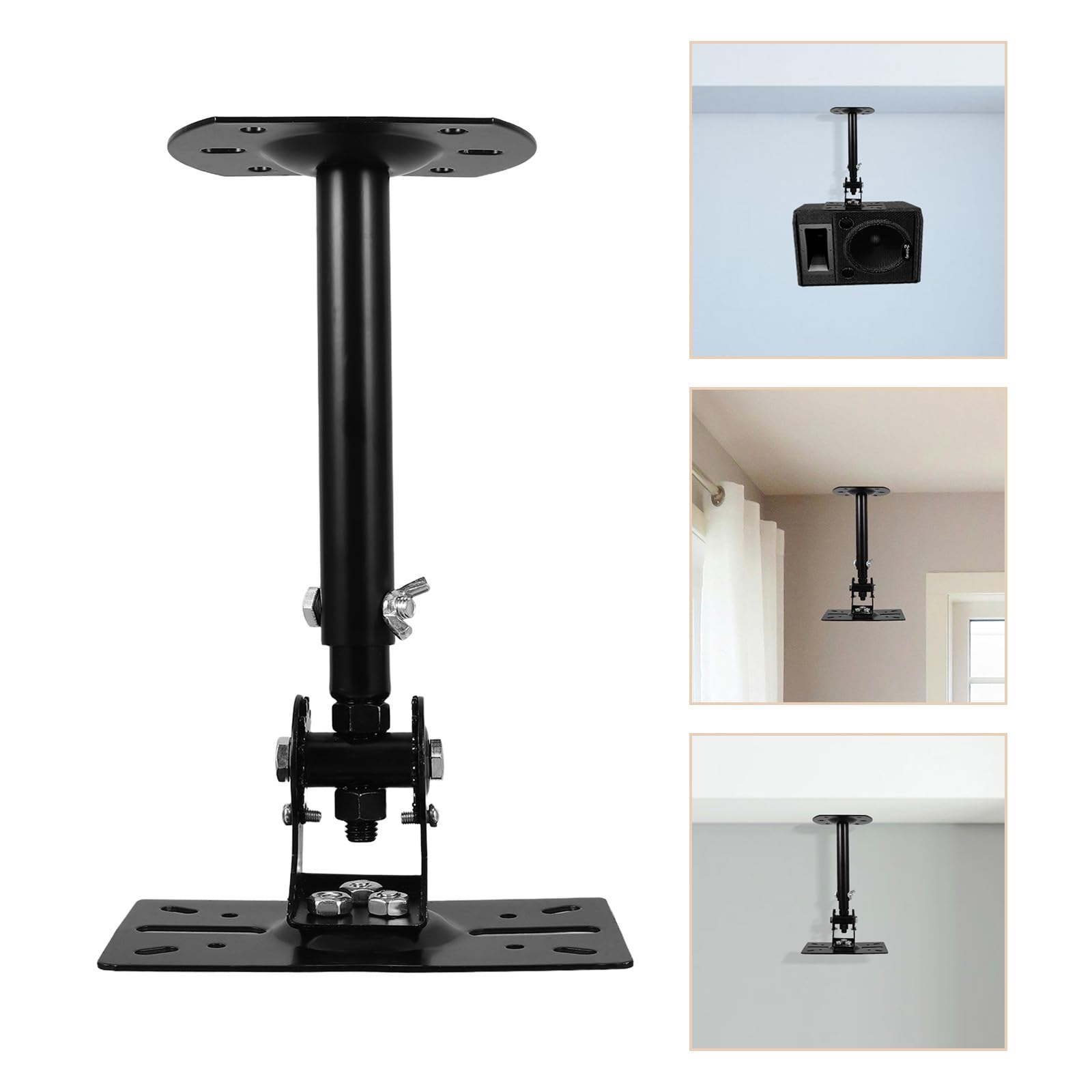 Support D'enceinte Robuste Réglable en Fer pour Plafond et Mur Noir