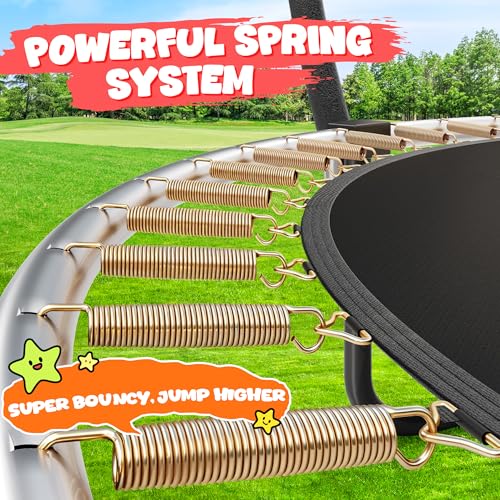 Image of JELENS Trampoline 8FT 10FT 12FT 14FT 15FT 16FT, Recreational Trampolines with Enclosure Net, Outdoor Anti-Rust Trampolines for Kids and Adults, ASTM Approved