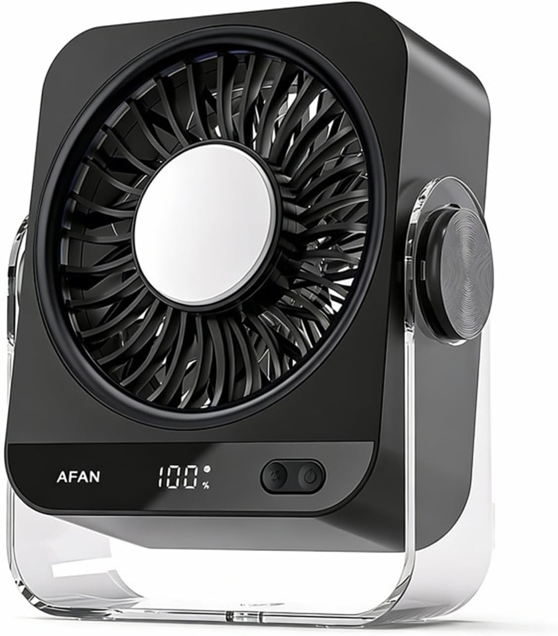 Portable Desk Fan with Ice Cooling Technology, 5 Speeds Rechargeable USB Cooling Fan, Personal Small Fan with 3600mAh Battery, 180° Tilt,Desktop Fans for Bedroom Office Travel (Black)