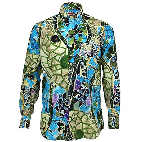 Chemise à manches longues Loud Originals en coton bleu à carreaux mosaïque taille S