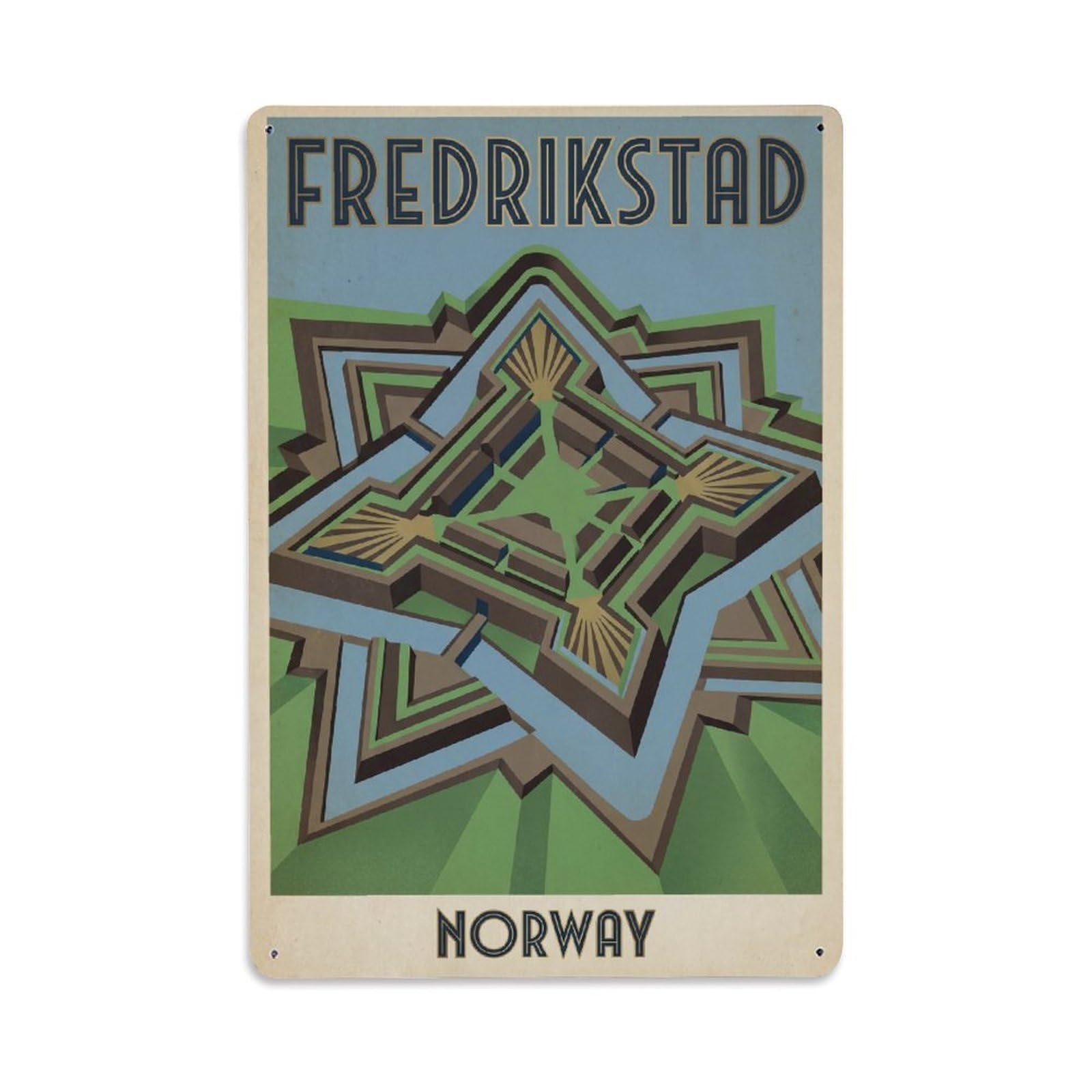 Norway Fredrikstad Vintage Metal Tin Sign Plaque Wall Decor for Cafe, Club Bar, Office, Garden Metal Poster 8x12Inch