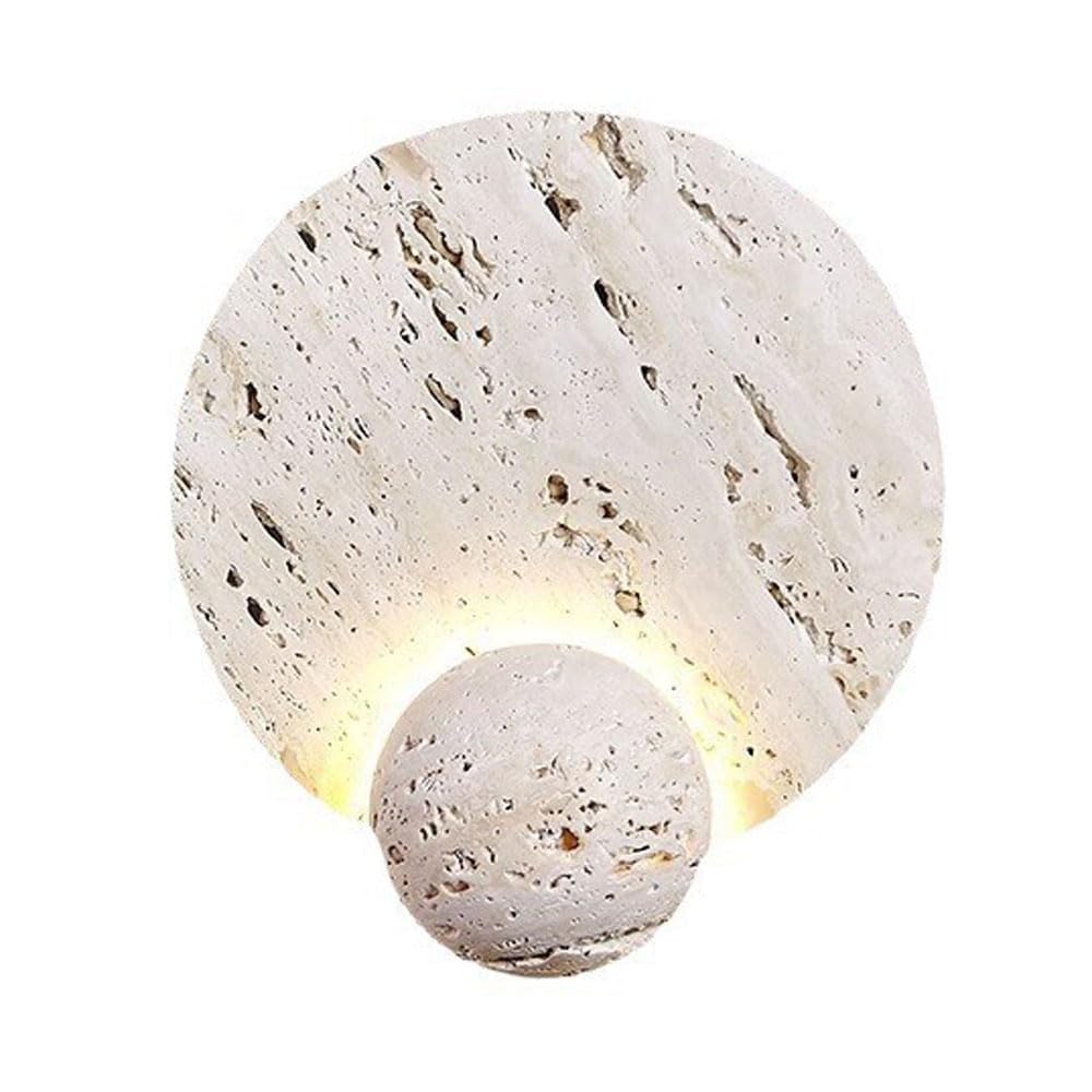 XYBZJP LED Warm Light Travertine Wall Sconce, Nordic Minimalist Style Wall Light, 10.2in Natural Stone Wall Lamp, Bedside Dressing Table Stairs Decorative Lighting Fixtures