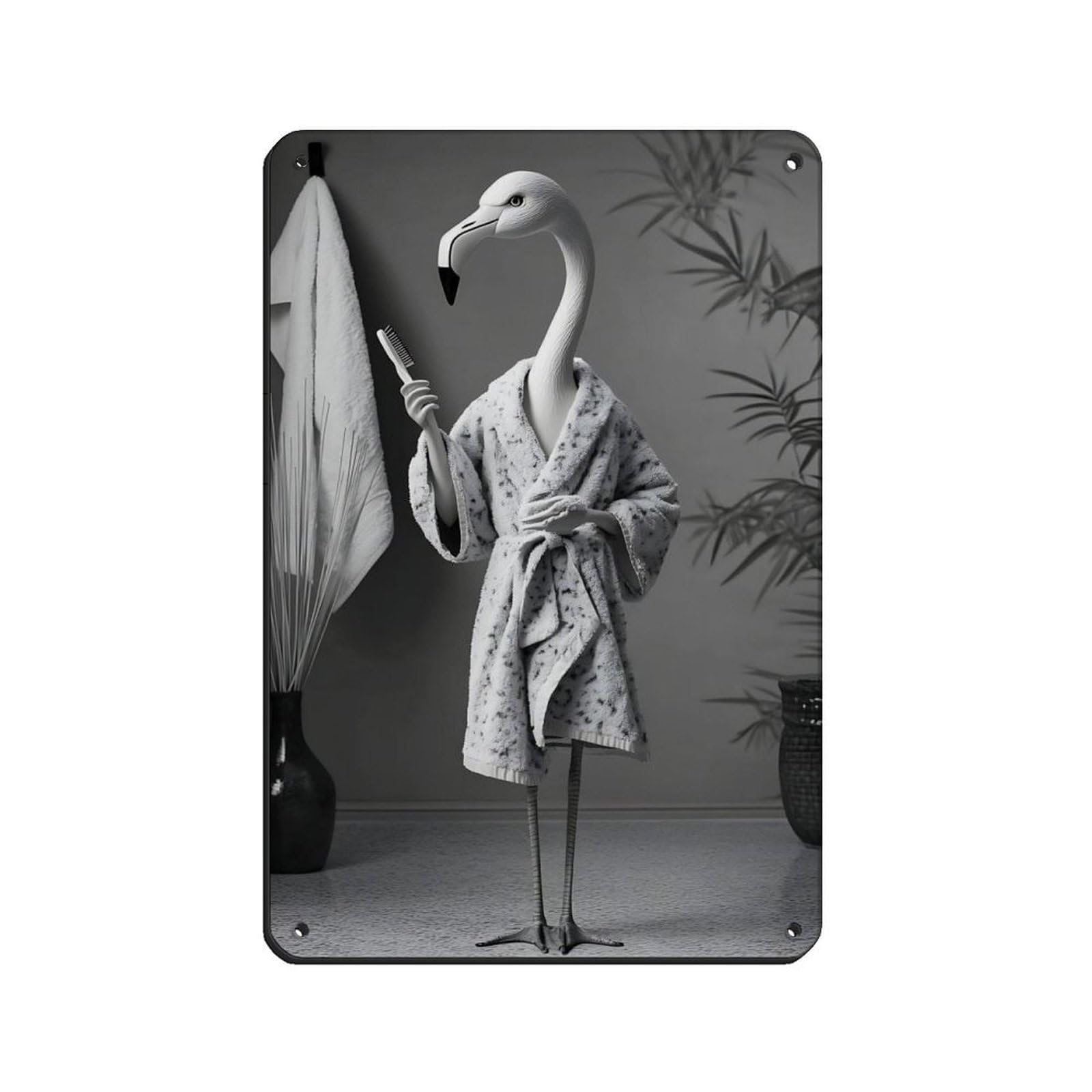 Flamingo, Bathroom Decor (2) Retro Poster Metal Tin Sign Chic Art Retro Iron Painting Bar People Cave Cafe Family Garage Poster Wall Decoration 8x12inch(20x30cm)