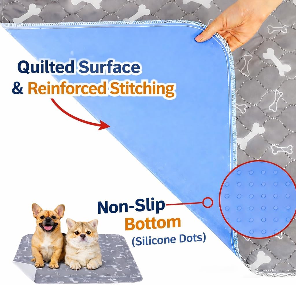 Puppy Pads with pheromones, 2026 Upgraded Washable Puppy Pads for Dogs & Cats, Pee Pad - Leak & Odor Waterproof, Non-Slip Base, Easy to Clean & Reusable (Grey, M: 28" × 32")