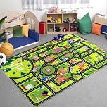 Aptliton 3d City Traffic Road Kids Play Mat, Non-Slip Washable Car Rug for Playroom Tummy Time Family Toddler Play, 120 * 160cm