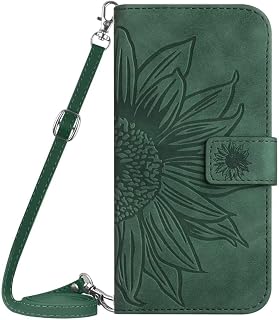Funda de piel tipo cartera para Sony Xperia 1 VI 2024 con bloqueo RFID, tarjetero, tarjetero, diseño de girasol, a prueba de golpes, para mujeres y hombres, para Sony Xperia 1 VI 2024, color verde