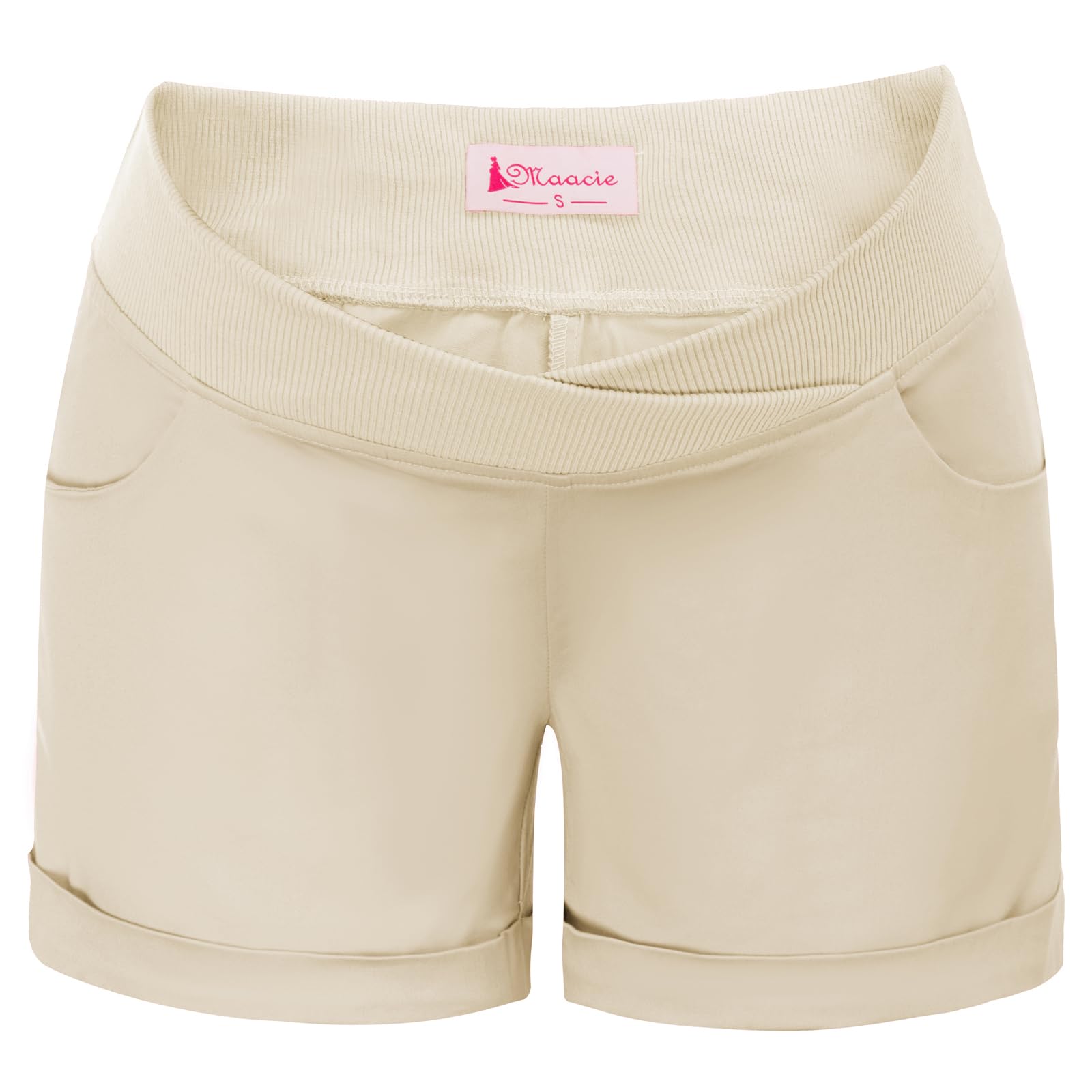 Maacie Pantalones cortos de maternidad con bolsillos para mujer Pantalones cortos casuales bajos