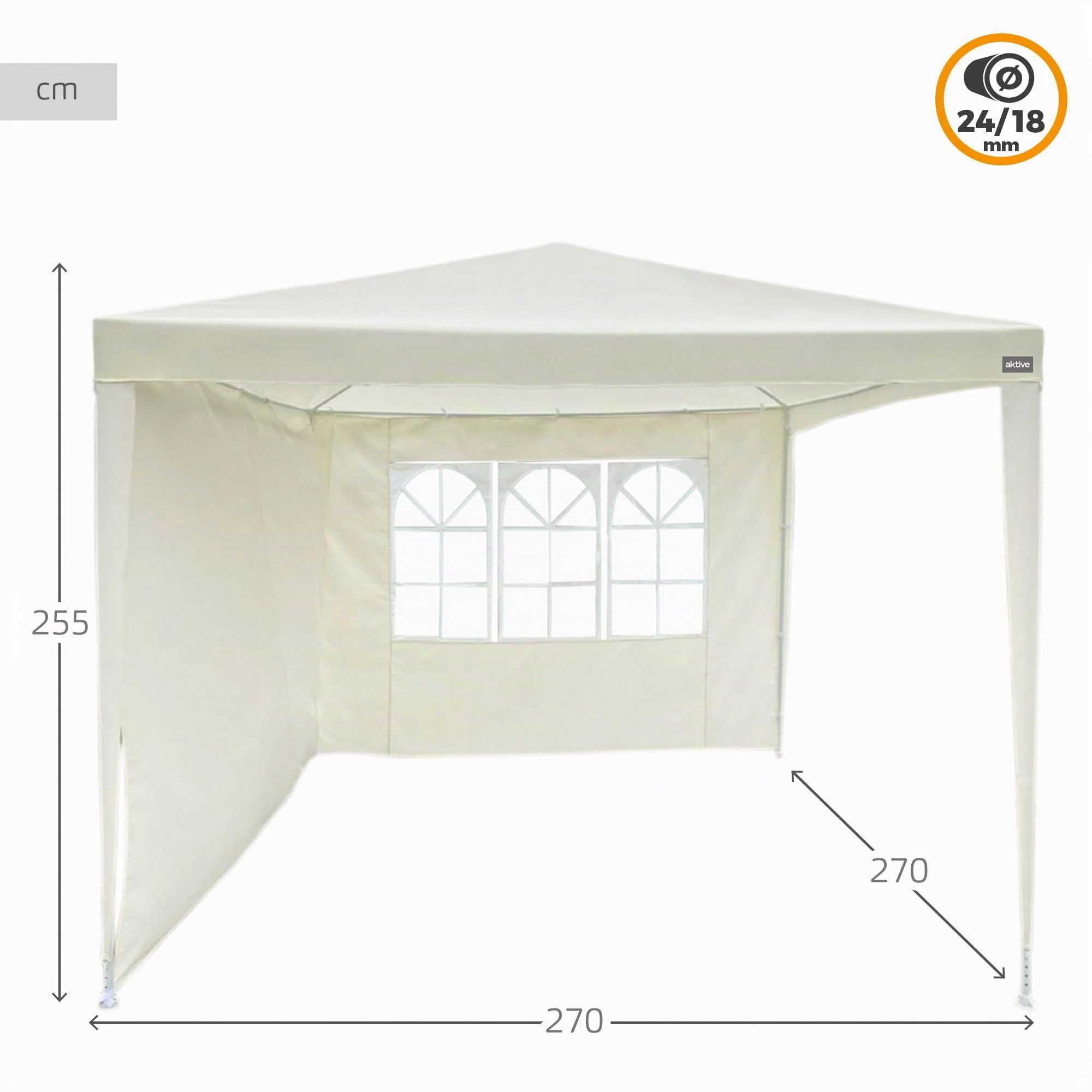 Aktive 61049 - Tonnelle de Jardin - Tente d'extérieur - 270 x 270 x 255 cm - Montage Facile - Tonnelle de Jardin